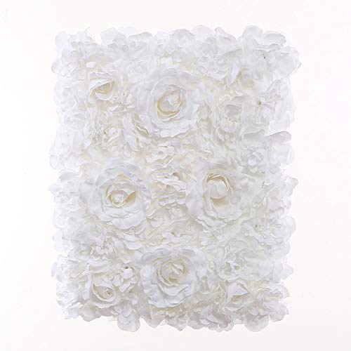 Blush Blooms Premium Decorative Flower Panels Handmade with Artificial Silk Flowers | Wall Decor, Flower Walls, Backdrops, Weddings, Bridal Showers, Baby Showers, and Event Decor (White)