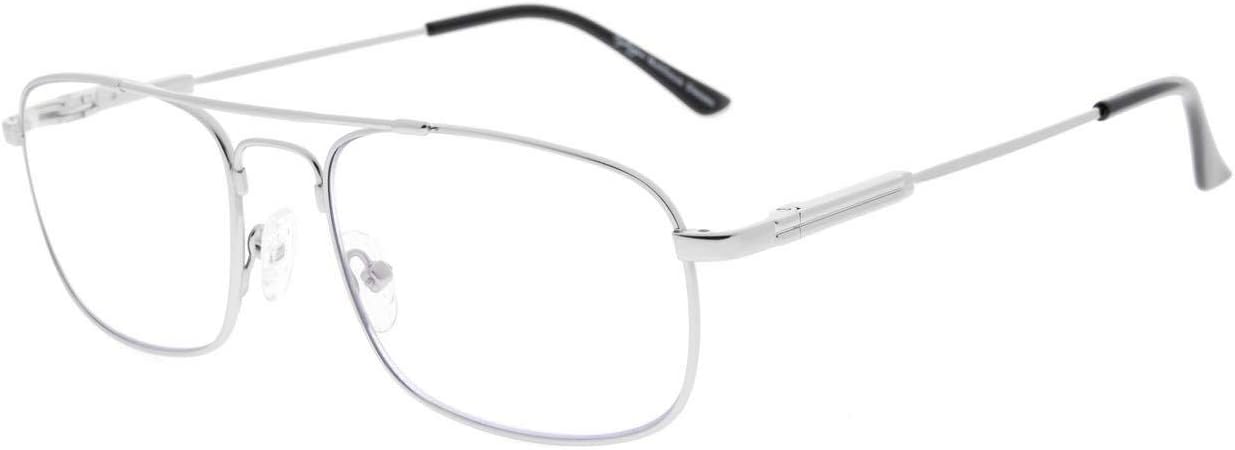 Eyekepper 3 Levels Vision Multifocus Reading Glasses UV Protection Progressive Readers Men Women Bendable Memory Frame (Silver, 1.50)