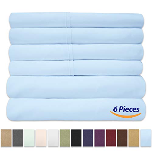 Sweet Home Collection 6 Piece 1500 Thread Count Egyptian Quality Deep Pocket Bed Sheet Set - 2 EXTRA PILLOW CASES, VALUE -Â Twin, Aqua