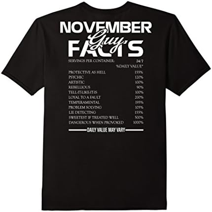 Mens November Guy Facts T-Shirt Large Black