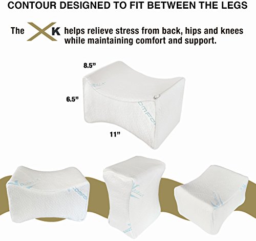 Orthopedic Memory Foam Knee Pillow – Contoured Pain Relief Support Wedge For Sciatic Nerve, Hip Joint, Leg & Back Pain – Hypoallergenic Washable Bamboo Cover - Side Sleepers, Maternity Xtreme Comforts
