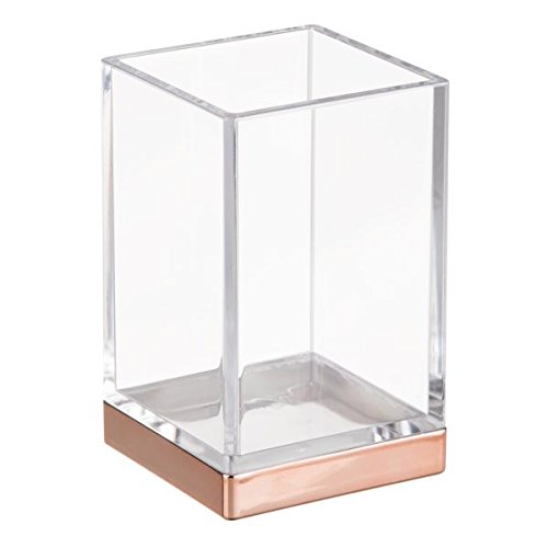 InterDesign Clarity Tumbler Cup for Bathroom Vanity Countertops-Clear/Rose Gold, Rose Gold