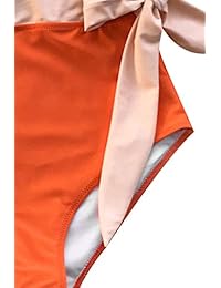CUPSHE traje de baño acolchado de una pieza con lazo blanco y naranja para dama