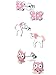 925 Sterling Silver Set of 3 Pairs Pink Unicorn, Pink Butterfly, Pink Owl Stud Earrings (Nickel Free)