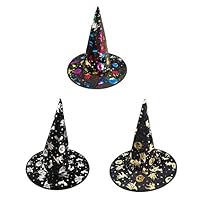 STUDYY 3 Pack Halloween Witch Hats Wzard Hats Costumes Cosplay Wicked Witch Accessory for Kids Adults