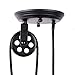 Fuloon Edison Vintage Loft Industrial Pulley Pendant Lights Adjustable Wire Lamps Retractable Lighting (Black)