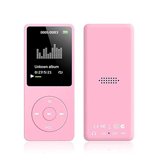 8GB 70 Hours 3.5mm Audio Jack Playback Fast-Charge MP3 MP4 Lossless Sound Music Player FM Recorder TF Card (ONE, Pink) - Thumbnail 2