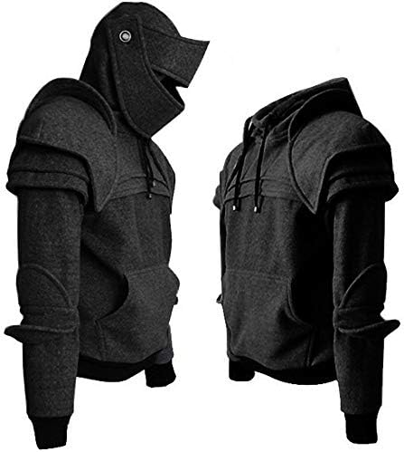 Mens Mask Elbow Sweatshirt,Mens Retro Mask Elbow Pullover Hooded Sweatshirt Retro Tops S-3XL