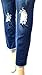 JACK DAVID Womens Plus Size Ripped Destroy Blue Denim Roll up Distressed Jeans Pants