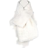 YOUR SMILE - Premium Solid Color Long Rectangle Faux Fur Warm Soft Furry Wrap Around Loophole Scarf
