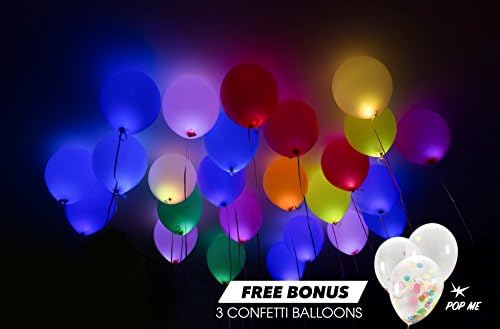 LED Light Up Balloons (CONSTANT Glowing Light Not Flashing!) | Improves Parties, Birthdays, Weddings, Anniversaries, Festivals, Surprises, Outdoor Events, Decorations | 40pcs + BONUS Confetti Balloons