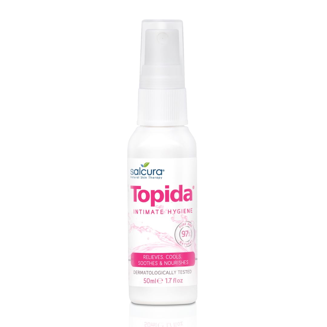 Salcura Natural Skin Therapy, Topida Essential Oil Intimate Hygiene Spray Contains, Safflower, Rosehip, Vitamin E. Perfect For Anyone Prone To Thrush, Vaginal Discomfort & Irritation Or Soreness 50ml