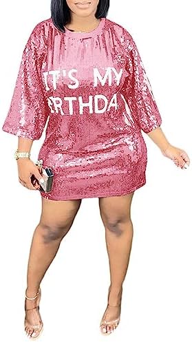 its my birthday dress plus size 40th Birthday Dress Plus Size Final Sale Plus Size It's My Birthday Ruffle  Sequin Mini Dress In Light Pink 1x 14/16