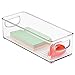 mDesign Small Plastic Office Storage Container Bins with Handles for Organization in Filing Cabinet, Closet Shelf, or Desk Drawers, Organizer for Notes, Pens, Pencils, Ligne Collection, 2 Pack - Clear