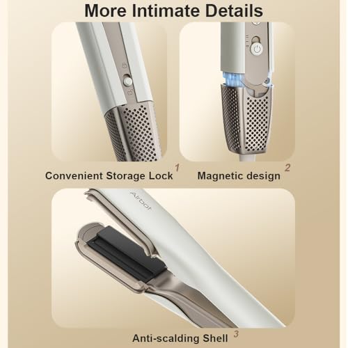 Airbot Hyperstrait 3in1 Hair Straightener&Dryer&Brush, 100 Million Plasma Care Comb & Dry & Straighten, For Beautiful Soft Hair, Fast Heating&4 Temp Settings, Smart Power Off, HD218, Gold