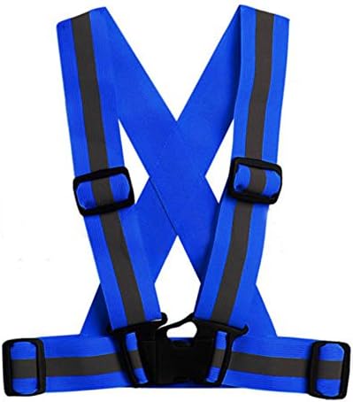 Adustable Reflective Vest Lightweight Safety Vest Strap High Visibility Reflective Belt for Running Walking Cycling Dark Blue