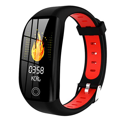 Nesee Fitness Tracker, Bluetooth 4.0 Heart Rate Monitor Bracelet, IP68 Waterproof, Touch Screen, Smart Wristband, Pedometer Sports Activity Tracker Smart Watch for Android and iOS Smartphone (Red)