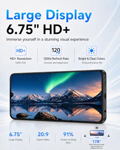 invens NOTE 5G Smartphone, Android 15 SIM Free & Unlocked Mobile Phone, 24GB RAM + 256GB ROM/1TB, 6.75" HD+ Display, 64MP+16MP Camera, 5280mAh/18W, Dual SIM/GPS/OTG/Face ID/Fingerprint/NFC