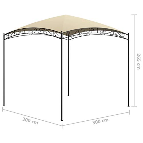 Festnight Gartenpavillon Grillpavillon BBQ-Pavillon Partyzelt Markise Sonnenmarkise 3x3x2,65 m Cremeweiß 180 g/m² – Bild 3