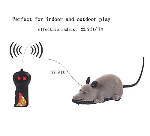EocuSun Funny Electric Remote Control Mouse Rat Toy Pet Cat Toys for Dogs Pets Kids, Grey - Thumbnail 4