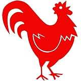 Set of 3 - Farm Rooster Decal Sticker Color: red- Peel and Stick Vinyl Sticker