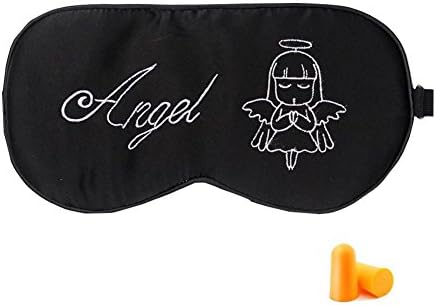 Kamanqi Breathable Pure Silk Sleep Eye Mask &amp; Free Ear Plugs, Best Sleeping Eye Cover for Travel, Nap, Meditation, Blindfold with Adjustable Strap for Men, Women or Kids(Angel)