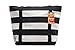 Teacher Peach Striped Canvas Teacher Tote Bag, Large Utility Gift Tote with Outside Pocket & Zipper Closure