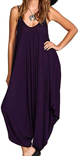Re Tech UK Ladies Baggy Harem Jumpsuit for Women UK Plus Size Romper Sleeveless All in One Jumpsuits Cami Playsuit Overalls Wide Leg Black Jumpsuit