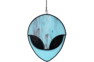 BOXCASA Alien Decor Stained Glass Suncatchers for Window,Alien Decoration for Alien Lovers,Boy,Girls,Ideal for Alien Birthday Party Space Aliens Themed Party Kid's Room