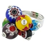 GlassOfVenice Murano Glass Millefiori Sorgente Ring
