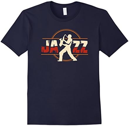 Men's Vintage Jazz Saxophone Player T-shirt Medium Navy