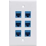 Cat 6 Ethernet Wall Plate 6 Port,Ethernet Wall Plate Female-Female Removable Compatible with Cat7/6/6e/5/5e Ethernet…