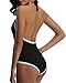 Tempt Me Women's One Piece V Neck Halter Vintage Sexy Backless Swimsuits Black L