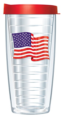 Us flag emblem 22 oz traveler tumbler mug with lid
