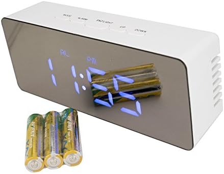 Mirrored Alarm Clock, Led Battery Operated, Adjustable Snooze Portable Mirror Night Light, Usb Digital Bedside Table Clock for Kids, Girls, Bedroom, Makeup, Travel.(Alkline Battery included)