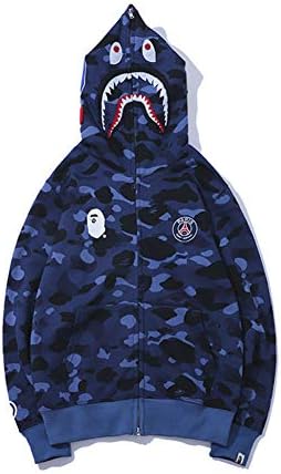 Bape Shark Red Vertical Printed Hoodie Couple Pullover Sweater for Men/Women