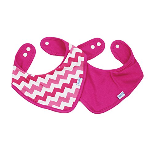 Bumkins Printed Waterproof Bandana Bib 2 Pack, Pink Chevron (0-9 Months)