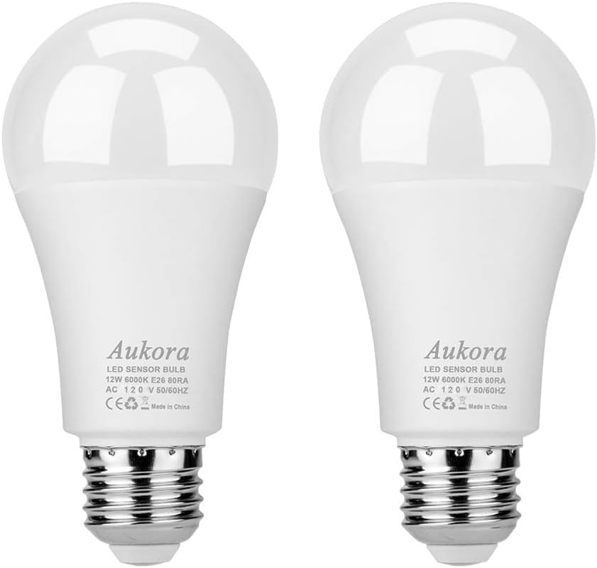Photo 1 of Aukora Dusk to Dawn Light Bulb, 12W (100-Watt Equivalent) Smart Sensor Light Bulbs Super Bright E26 Automatic On/Off Security Lights Outdoor/Indoor for Porch Garage Garden Patio(Cool White 2 Pack)