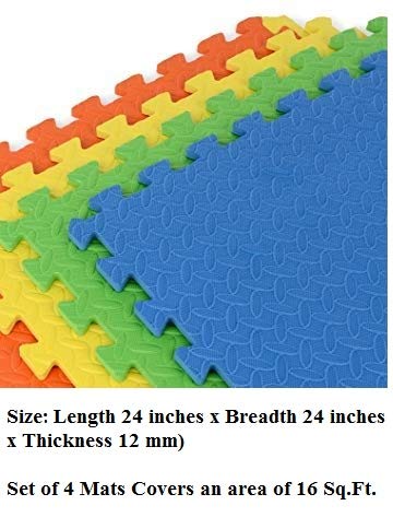 Intra Kids Baby Eva Foam Mats (Set of 4 Multi Color Mats) (24 x 24 x 12mm)