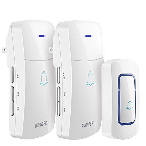 AVANTEK Wireless Doorbell Operating at Over 1,300 Feet with 2 Plug-In Receivers, 52 Melodies to Choose From