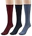 Silky Toes Women's Diabetic 3Pk Premium Soft Non-Binding Cotton Dress Socks (9-11, Navy/Dusk Blue/Burgundy -3 Pairs)