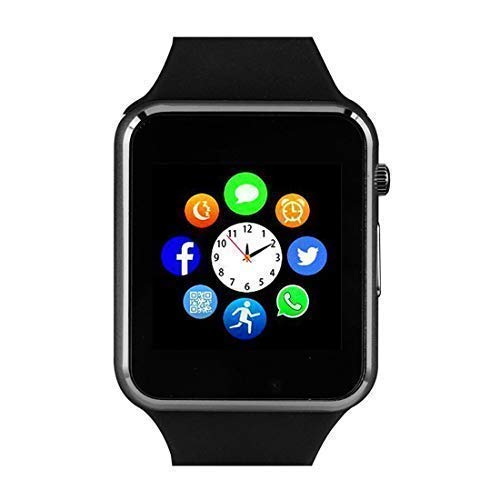 Smart Watch Phone Smartwatch with Camera Pedometer Call Text SNS Sync SIM Card Slot TF Card Music Player Alarm Compatible with Android and IPhone (Partial Functions) for Men Women Kids Teens (Black)