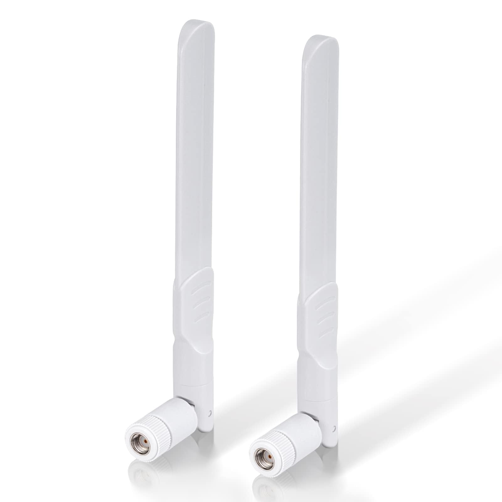 Bingfu Dual Band WiFi 2.4GHz 5GHz 5.8GHz 8dBi MIMO RP-SMA Male Antenna (2-Pack) for WiFi Router Wireless Network Card USB Adapter Video Surveillance Monitor, White