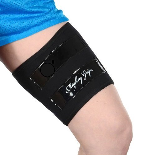 Mighty Grip Black Inner Thigh Protectors for Pole Dancing with Tack Strips (1 Pair) (Medium)