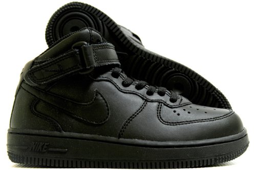 Nike Force 1 Mid (Ps), Unisex Kid's High-Top, Multi (Black/Black), 1 UK (33 EU)