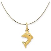 The Black Bow 14k Yellow Gold Mini 3D Hollow Dolphin Necklace