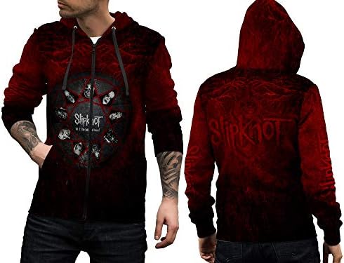 Slipknot Men's Zip up All Over Print Hoodie Sweatshirts