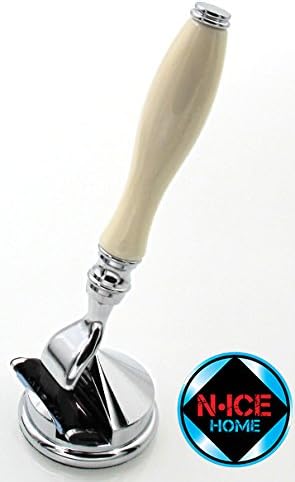 Deluxe Imitated Ivory Handle Razor Set with Chrome Mach 3 Razor Stand - Accepts Mach 3 Blades. Deluxe shaving set, Wet Shave kit, Fusion Razor Stand, Gifts for Dad, Boyfriend Gifts, Birthday Gifts for Dad, Anniversary Gifts for Him, Dad Gifts, Boyfriend Gifts for Him, Dad Gifts From Daughter, Personalized Gifts for Dad