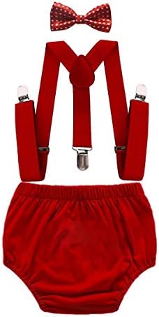 IZKIZF Baby Boys 1st 2nd Birthday Costume Cake Smash Photo Props Outfits Diaper Cover Suspenders Polka Dots Bow Tie