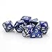 Oun Nana Polyhedral 7-Die Dice Set-Blue-Steel with White